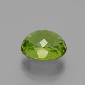 5.79캐럿 천연 생기 있는 그린 페리도트, 타원형 컷, 11.4×9.4 mm, VS