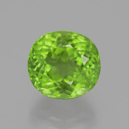 5.37캐럿 천연 생기 있는 그린 페리도트, 타원형 컷, 10.1×9.4 mm, VS-SI