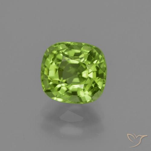 1.98ct 자연스러운 활기찬 녹색 감람석, 방석, VS
