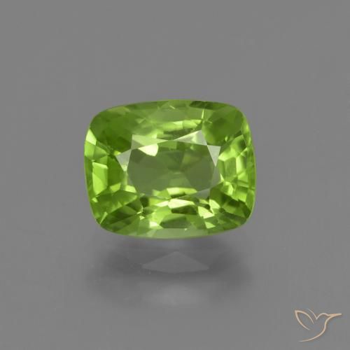 2.12ct 자연스러운 미디엄 그린 감람석, 방석, VS