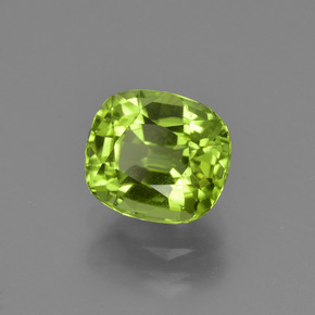 2.48캐럿 천연 미디엄 그린 페리도트, 쿠션 컷, 8.2×7.3 mm, VS