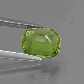 2.48캐럿 천연 미디엄 그린 페리도트, 쿠션 컷, 8.2×7.3 mm, VS
