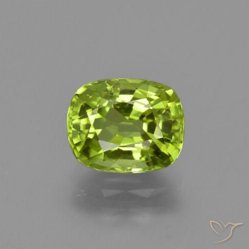 2.22ct 자연스러운 미디엄 그린 감람석, 방석, VS