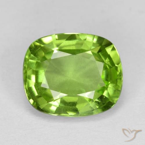 2.13ct 자연스러운 황록색 감람석, 방석, VS