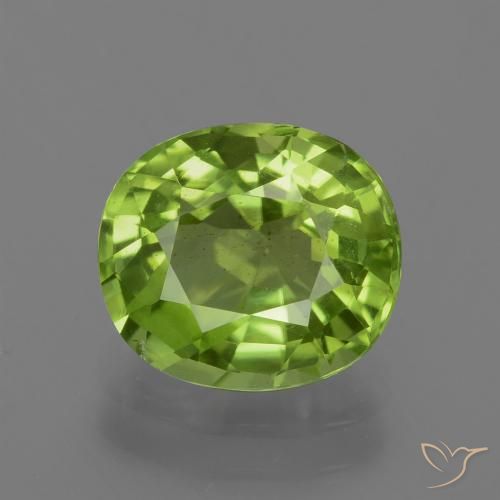 2.37ct 자연스러운 활기찬 녹색 감람석, 타원형, VS