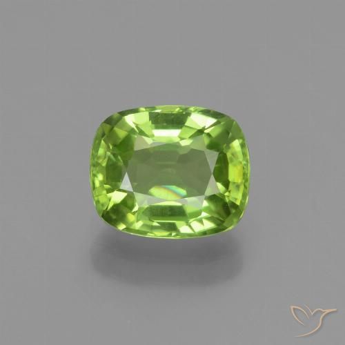 2.13ct 자연스러운 미디엄 그린 감람석, 방석, VS