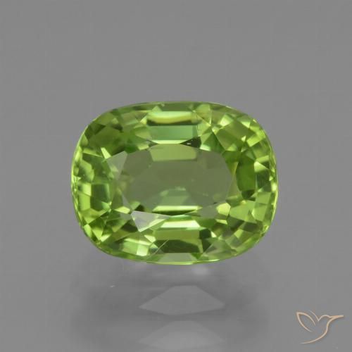 2.06ct 자연스러운 활기찬 녹색 감람석, 방석, VS