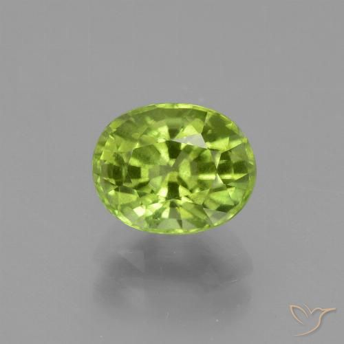 2.20ct 자연스러운 활기찬 녹색 감람석, 타원형, VS