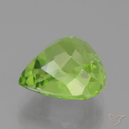 4.74캐럿 천연 미디엄 그린 페리도트, 배 모양, 10.4×9.6 mm, VS