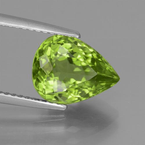 4.00캐럿 천연 미디엄 그린 페리도트, 배 모양, 10.9×8.4 mm, VS