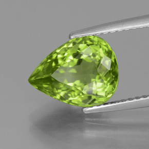 4.00캐럿 천연 미디엄 그린 페리도트, 배 모양, 10.9×8.4 mm, VS