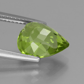 4.00캐럿 천연 미디엄 그린 페리도트, 배 모양, 10.9×8.4 mm, VS