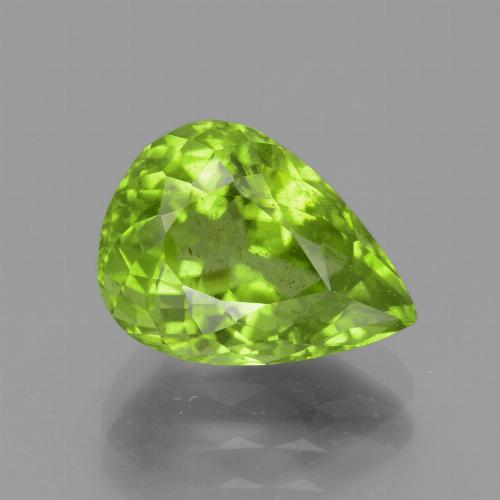 4.48캐럿 천연 노란빛 그린 페리도트, 배 모양, 11.6×8.5 mm, VS