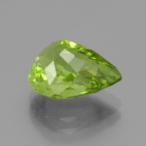 4.48캐럿 천연 노란빛 그린 페리도트, 배 모양, 11.6×8.5 mm, VS