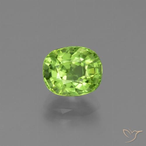 2.13ct 자연스러운 활기찬 녹색 감람석, 방석, VVS-VS