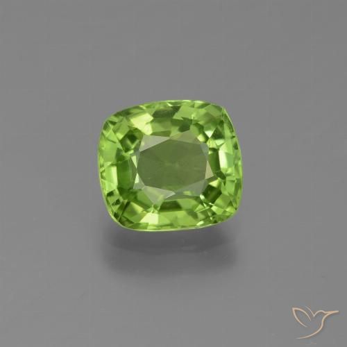 2.14ct 자연스러운 활기찬 녹색 감람석, 방석, VS