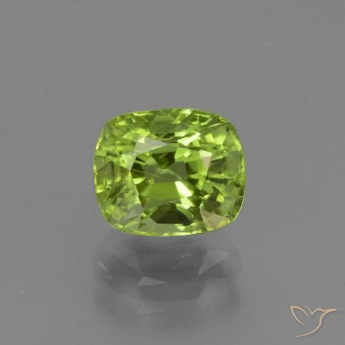 2.09ct 자연스러운 활기찬 녹색 감람석, 방석, VS