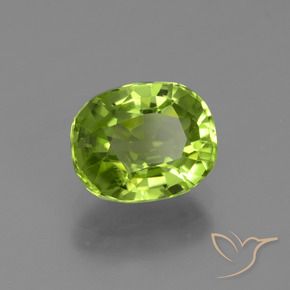 2.40캐럿 천연 생기 있는 그린 페리도트, 타원형 컷, 8.8×7.1 mm, VS