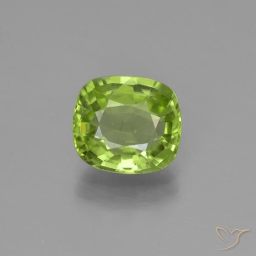 2.10ct 자연스러운 미디엄 그린 감람석, 방석, VS