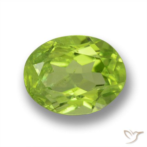 1.64캐럿 천연 생기 있는 그린 페리도트, 타원형 컷, 8×6.2 mm, VS