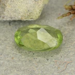1.20캐럿 천연 미디엄 그린 페리도트, 타원형 컷, 8.1×6.1 mm, VS