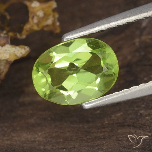 1.31ct 자연스러운 미디엄 그린 감람석, 타원형, VS