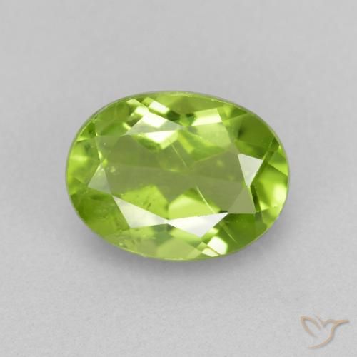 1.37ct 자연스러운 활기찬 녹색 감람석, 타원형, VS