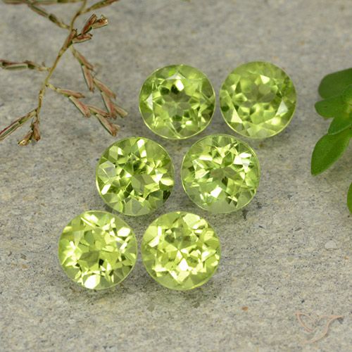 3.11캐럿 천연 노란빛 그린 페리도트 보석, 라운드 컷, 4.90 mm, VVS-VS