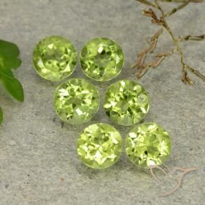 3.11캐럿 천연 노란빛 그린 페리도트 보석, 라운드 컷, 4.90 mm, VVS-VS