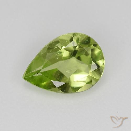0.60ct 자연스러운 미디엄 그린 감람석, 배 모양, VVS-VS