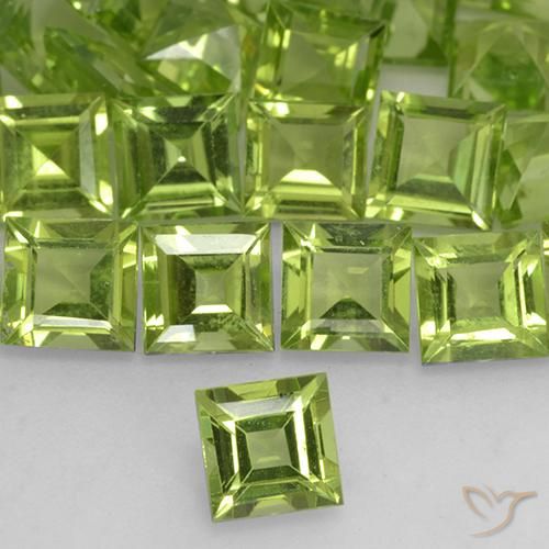 0.67ct 자연스러운 연한 초록색 감람석, 정사각형, VVS-VS