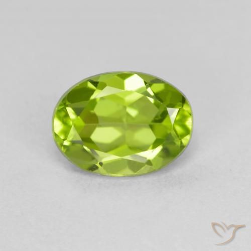 1.68ct 자연스러운 밝은 녹색 감람석, 타원형, VS