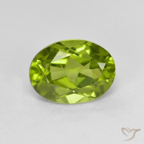 1.45ct 자연스러운 활기찬 녹색 감람석, 타원형, VS