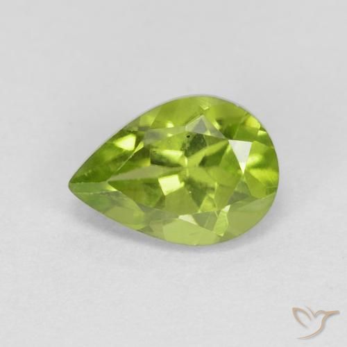 0.96ct 자연스러운 미디엄 그린 감람석, 배 모양, VS