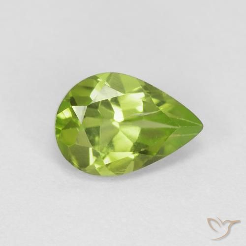 0.84ct 자연스러운 활기찬 녹색 감람석, 배 모양, VS