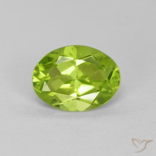 1.27ct 자연스러운 활기찬 녹색 감람석, 타원형, VS