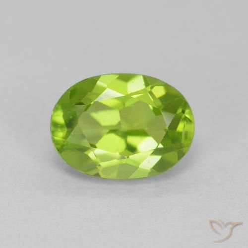 1.56ct 자연스러운 활기찬 녹색 감람석, 타원형, VS