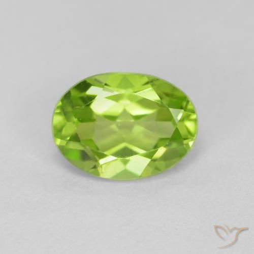 1.44ct 자연스러운 활기찬 녹색 감람석, 타원형, VVS-VS