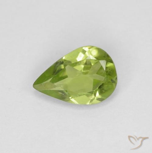 0.65ct 자연스러운 황록색 감람석, 배 모양, VVS