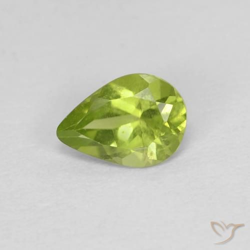 0.64ct 자연스러운 황록색 감람석, 배 모양, VVS-VS