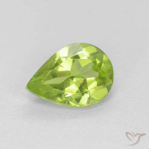 0.87ct 자연스러운 미디엄 그린 감람석, 배 모양, VVS-VS
