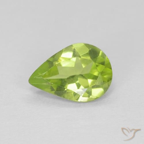 0.65ct 자연스러운 활기찬 녹색 감람석, 배 모양, VVS-VS