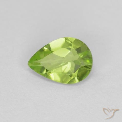 0.69ct 자연스러운 미디엄 그린 감람석, 배 모양, VS