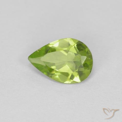 0.61ct 자연스러운 활기찬 녹색 감람석, 배 모양, VS