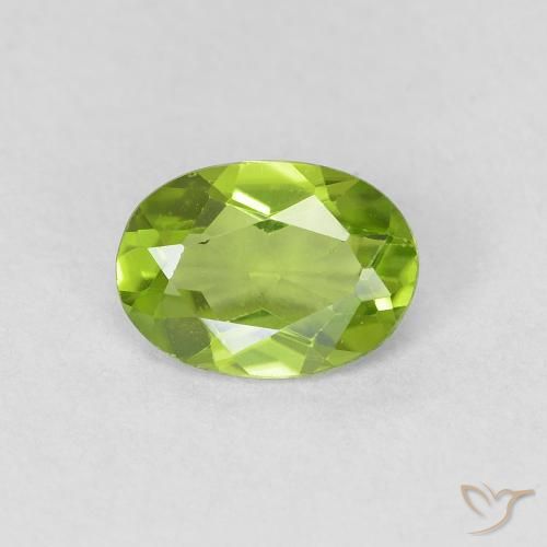 0.73ct 자연스러운 미디엄 그린 감람석, 타원형, VVS-VS