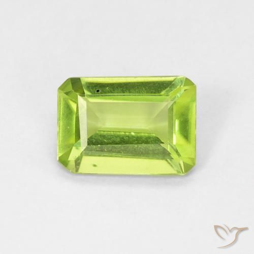 0.85ct 자연스러운 밝은 녹색 감람석, 에메랄드 컷, VVS-VS