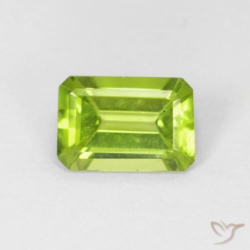 0.93ct 자연스러운 밝은 녹색 감람석, 에메랄드 컷, VVS-VS