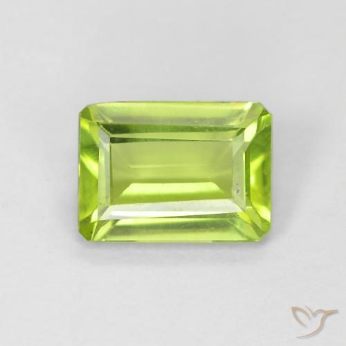 0.98ct 자연스러운 밝은 녹색 감람석, 에메랄드 컷, VS