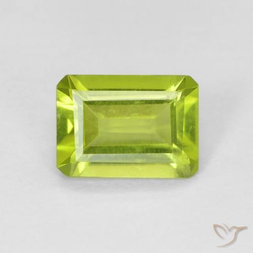 0.97ct 자연스러운 밝은 녹색 감람석, 에메랄드 컷, VS