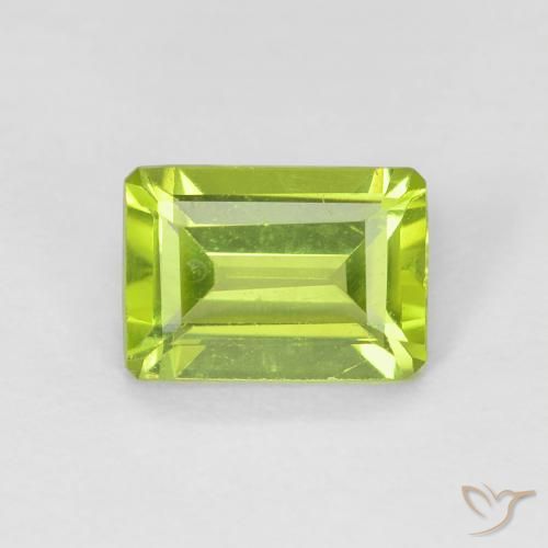 0.98ct 자연스러운 밝은 녹색 감람석, 에메랄드 컷, VS